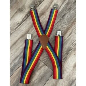 Vintage Popular Mechanics Suspenders‎ Rainbow Striped Pride